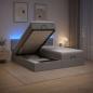 Preview: Ottoman-Bett mit Matratze und LED Hellgrau 160 x 200 cm Stoff