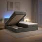 Preview: ARDEBO.de - Ottoman-Bett mit Matratze und LED Dunkelgrau 160 x 200 cm Stoff