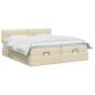 Preview: Ottoman-Bett mit Matratze und LED Creme 180 x 200 cm Stoff