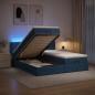 Preview: Ottoman-Bett mit Matratze und LED Blau 200 x 200 cm Stoff