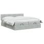 Preview: Ottoman-Bett mit Matratze und LED Hellgrau 200 x 200 cm Samt