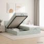Preview: ARDEBO.de - Ottoman-Bett mit Matratze und LED Hellgrau 180 x 200 cm Samt