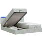 Preview: Ottoman-Bett mit Matratze und LED Hellgrau 180 x 200 cm Samt