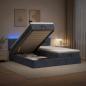 Preview: ARDEBO.de - Ottoman-Bett mit Matratze und LED Dunkelgrau 180 x 200 cm Samt