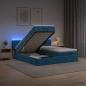 Preview: ARDEBO.de - Ottoman-Bett mit Matratze und LED Dunkelblau 180 x 200 cm Samt
