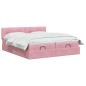 Preview: Ottoman-Bett mit Matratze und LED Rosa 180 x 200 cm Samt