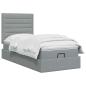 Preview: Ottoman Bett mit Matratze Hellgrau 100 x 200 cm Stoff