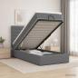 Preview: ARDEBO.de - Ottoman Bett mit Matratze Dunkelgrau 100 x 200 cm Stoff