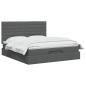 Preview: Ottoman Bett mit Matratze Dunkelgrau 160 x 200 cm Stoff