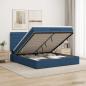 Preview: ARDEBO.de - Ottoman Bett mit Matratze mit Kopfteil Blau 180 x 200 cm Stoff