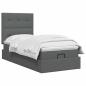 Preview: Ottoman Bett mit Matratze Dunkelgrau 80 x 200 cm Stoff