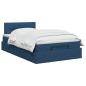 Preview: Ottoman Bett mit Matratze mit Kopfteil Blau 120 x 200 cm Stoff