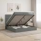 Preview: ARDEBO.de - Ottoman Bett mit Matratze Dunkelgrau 140 x 190 cm Stoff