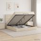Preview: ARDEBO.de - Ottoman Bett mit Matratze mit Kopfteil Creme 140 x 190 cm Stoff