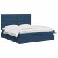 Preview: Ottoman Bett mit Matratze mit Kopfteil Blau 140 x 190 cm Stoff