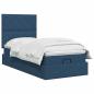 Preview: Ottoman Bett mit Matratze mit Kopfteil Blau 100 x 200 cm Stoff