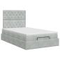 Preview: Ottoman Bett mit Matratze Hellgrau 120 x 190 cm Samt