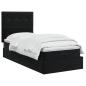 Preview: Ottoman Bett mit Matratze mit Kopfteil Schwarz 90 x 190 cm Samt