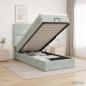 Preview: ARDEBO.de - Ottoman Bett mit Matratze Hellgrau 100 x 200 cm Samt