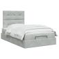 Preview: Ottoman Bett mit Matratze Hellgrau 120 x 190 cm Samt