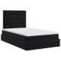 Preview: Ottoman Bett mit Matratze Schwarz 120 x 190 cm Samt