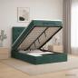 Preview: ARDEBO.de - Ottoman Bett mit Matratze Dunkelgrün 120 x 190 cm Samt