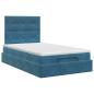 Preview: Ottoman Bett mit Matratze Dunkelblau 120 x 190 cm Samt