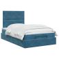Preview: Ottoman Bett mit Matratze Dunkelblau 120 x 190 cm Samt