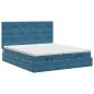 Preview: Ottoman Bett mit Matratze mit Kopfteil 2 Stk. Dunkelblau Samt