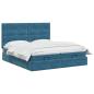 Preview: Ottoman Bett mit Matratze mit Kopfteil 2 Stk. Dunkelblau Samt
