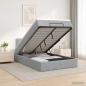 Preview: Ottoman-Bett mit Matratze und LED Hellgrau 120 x 190 cm Stoff