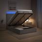 Preview: ARDEBO.de - Ottoman-Bett mit Matratze und LED Hellgrau 120 x 200 cm Stoff