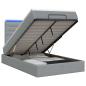 Preview: Ottoman-Bett mit Matratze und LED Hellgrau 120 x 200 cm Stoff