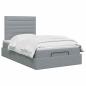 Preview: Ottoman-Bett mit Matratze und LED Hellgrau 120 x 200 cm Stoff