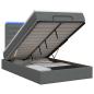 Preview: Ottoman-Bett mit Matratze und LED Dunkelgrau 120 x 200 cm Stoff