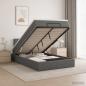 Preview: Ottoman-Bett mit Matratze und LED Dunkelgrau 120 x 200 cm Stoff