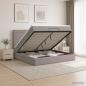 Preview: Ottoman-Bett mit Matratze und LED Taupe 140 x 190 cm Stoff