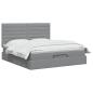 Preview: Ottoman-Bett mit Matratze und LED Hellgrau 140 x 200 cm Stoff