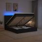 Preview: ARDEBO.de - Ottoman-Bett mit Matratze und LED Schwarz 180 x 200 cm Stoff
