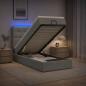 Preview: Ottoman-Bett mit Matratze und LED Hellgrau 90 x 200 cm Stoff