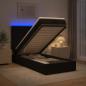 Preview: ARDEBO.de - Ottoman-Bett mit Matratze und LED Schwarz 90 x 200 cm Stoff