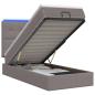Preview: Ottoman-Bett mit Matratze und LED Taupe 90 x 200 cm Stoff