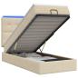 Preview: Ottoman-Bett mit Matratze und LED Creme 90 x 200 cm Stoff