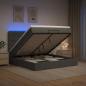 Preview: Ottoman-Bett mit Matratze und LED Dunkelgrau 140 x 190 cm Stoff