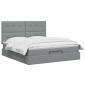 Preview: Ottoman-Bett mit Matratze und LED Hellgrau 140 x 200 cm Stoff