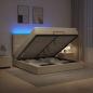 Preview: Ottoman-Bett mit Matratze und LED Creme 140 x 200 cm Stoff