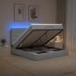 Preview: ARDEBO.de - Ottoman-Bett mit Matratze und LED Hellgrau 180 x 200 cm Stoff