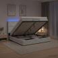 Preview: Ottoman-Bett mit Matratze und LED Hellgrau 140 x 190 cm Samt