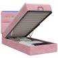 Preview: Ottoman-Bett mit Matratze und LED Rosa 80 x 200 cm Samt