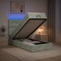 Preview: ARDEBO.de - Ottoman-Bett mit Matratze und LED Hellgrau 90 x 190 cm Samt
